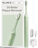 SURI 2.0 New Sonic Electric Toothbrush with Pressure Sensor | 1 Month+ Battery | UK’s No.1 Rated | Electric Toothbrush Adults | Sonic Toothbrushes | Green