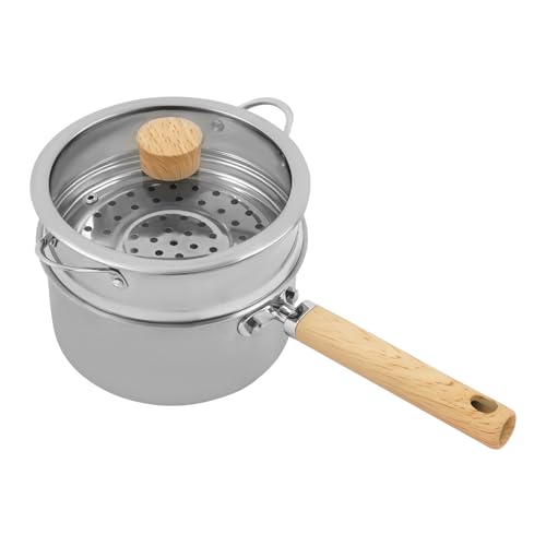 Casserole à vapeur en acier inoxydable, multi-usages, à 2 niveaux, avec panier vapeur transparent et couvercle, pour petites cuisines, bureaux, dortoirs d'étudiants