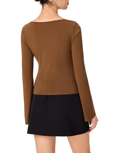 CIDER Cowl Neck Long Sleeve Blouse Bell Sleeve Going Out Casual Top4