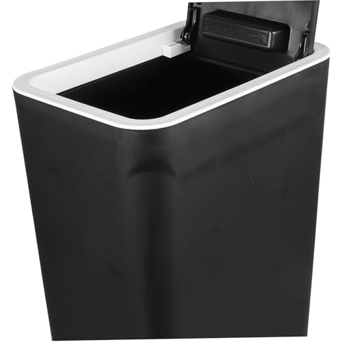Caneca de basura rectangular con tapa y pedal color negro miniatura 3