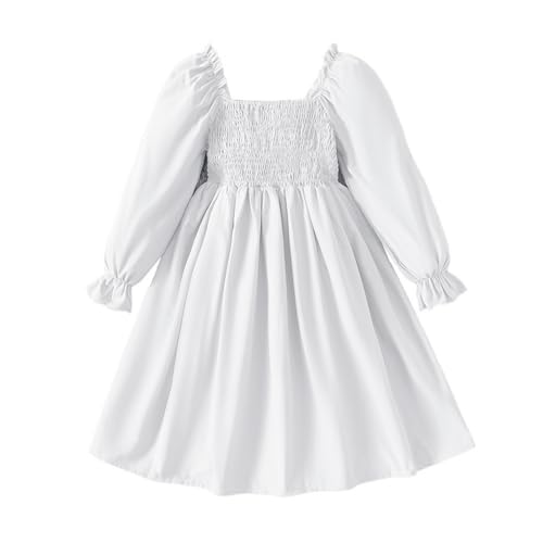 Kids Girls Summer Dresses Square Neck Lantern Sleeve Ruffle A-Line Mini Dress Backless Smocked Party Pirate Dress4