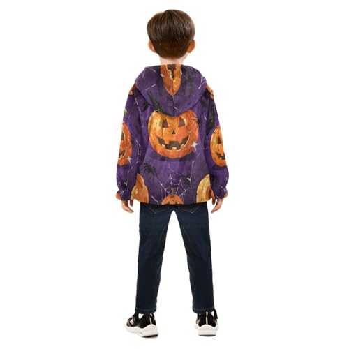 Halloween Pumpkins Spiders and Crows Toddler Fleece Jacket Girl Boys Hooded Fleece Jacket Coat4