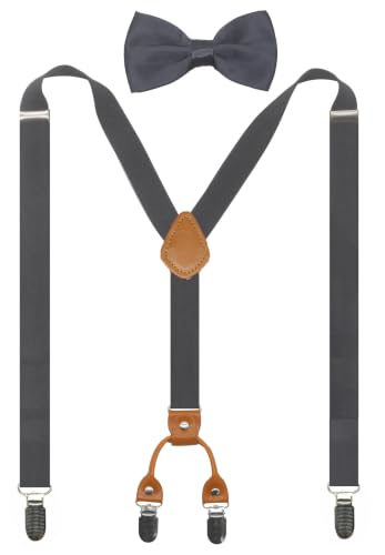 Image of Men's Suspenders Bowtie Set Elastic Y Shape Style Women's Suspenders Bowtie For Wedding&Formal Events