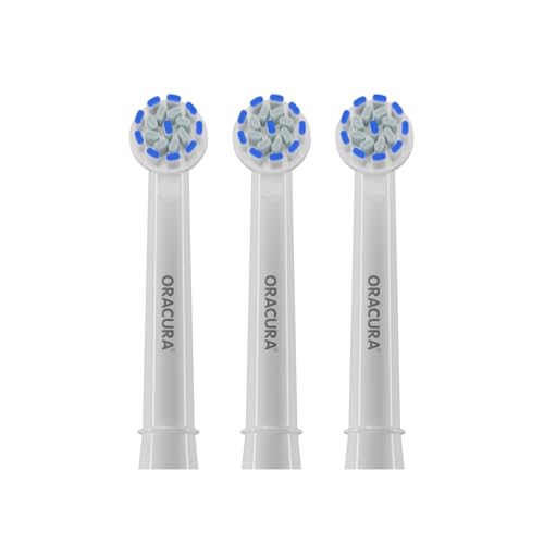 Image of ORACURA Oscillating Electric Toothbrush Heads for OB100 & OB200 - Soft DuPont Bristles, Precision Cleaning, Gentle on Gums, Helps Prevent Tooth Abrasion (White, Pack of 3)