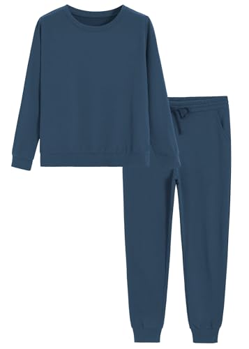 Weintee Women's 2 Piece Outfits Pullover Sweatshirt and Sweatpants Set Sweatsuits