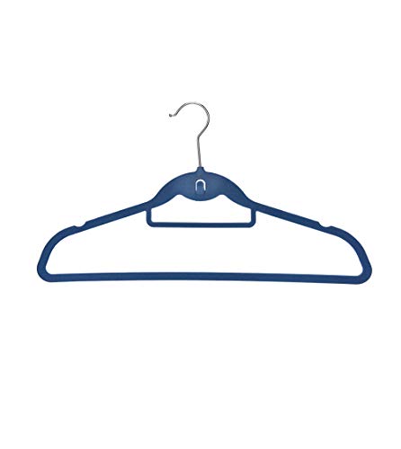 Conjunto Cabide de Veludo Ultrafino com Gancho Azul 3Pcs - Oikos