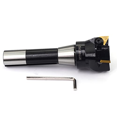 Image of OSCARBIDE Indexable End Mill R8 Shank TPG32,2 inch Cutting Diameter,3 Flutes | 6 inch Overall length | 3 TPCN32PDTR /TPG322 Carbide Inserts | For Steel & Stainless & Cast Iron & Aluminum | Smooth Finishing