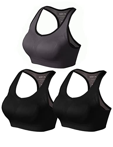 Image of Match Women's Seamless Racerback Sports Bra with Removable Pads Strappy Workout Bra Top for Yoga Gym Running Fitness (New Size)