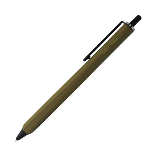 Image of OHTO GS02 Kaki Roller Gel Pen - Metal Design with Aluminum Barrel, 0.5mm Black Ink Fine Point, Quick-Dry Ceramic Ink, Smudge-Free Writing, Perfect for Office, Journaling and Gifts. AP-Certified Japan