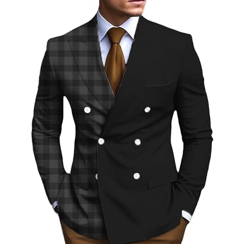 Men's Stylish Slim Fit Button Blazers Printed Notch Lapel Double Breasted Suit Jackets Dinner Prom Party Wedding Sport Coat