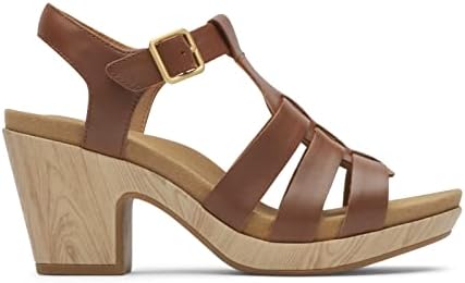 Rockport Women's Vivianne Woven Heeled Sandal, TAN Leather, 5.5 | Image 2