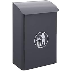 Papelera Pared Arregui E6115 Papelera Mural de Acero de 30 L | Papelera de Garaje y Parking | Papelera para Comunidad, Portal, Espacios Interiores | Papelera de pared | gris antracita