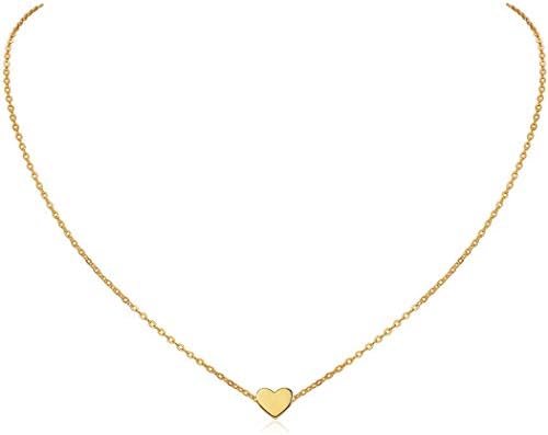ChicSilver Delicate Heart/Crescent Moon/Star Necklace for Women 40+5cm(Extended) Rolo Chain 925 Sterling Silver/Gold/Rose Gold Plated Minimalist Jewelry(with Gift Box)