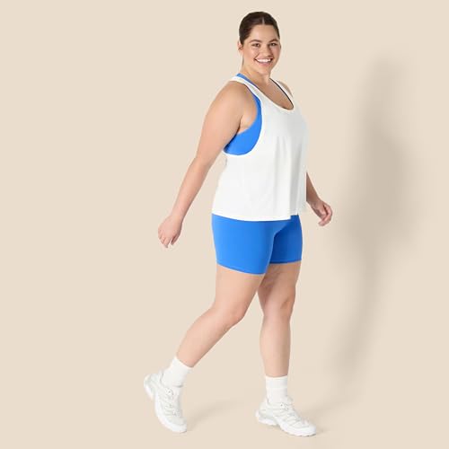 Amazon Essentials Suave y Ligera Camiseta Deportiva de Algodón sin Mangas, con Tirantes y Sisas Grandes, Corte Holgado y Espalda Cruzada para Entrenamiento y Yoga Mujer, Blanco, L