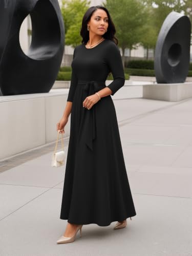 Image of Casual Maxi Dress for Women 3 /4 Sleeve with Pockets