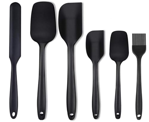 Image of Achintya 6-Piece Silicone Spatula Set | Heat Resistant Non-Stick Kitchen Utensils for Baking & Cooking | Flexible Rubber Scrapers, Basting Brush & Icing Spatulas for Mixing