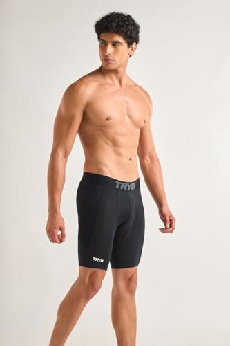 Image of TRYB Men's Compression Shorts & Pants | Sports Innerwear for Gym, Running & Training | Quick Dry, Breathable, 4-Way Stretch, Moisture Wicking, Anti-Chafing Muscle Support Athletic Wear with Pocket