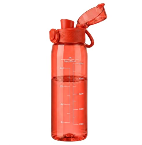 Image of GOPPUS 20oz Kids Water Bottle with Time Marker & Handle, Tritan BPA-Free, Reusable Leakproof Anti-Dust Everyday,Clear Kids Water Bottles For School,Car Travel, Gifts Boys Girls(Orange)