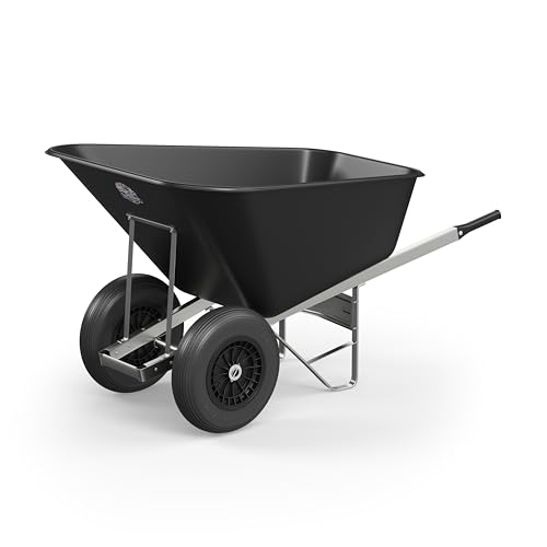 Agri Barrow Wheel Barrow 200 Litre Plastic Wheelbarrow with Puncture Proof Twin Slim Tyres, Black – Ideal for Equestrians, Farmers, Gardeners, Stable Yards, and Heavy-Duty Use