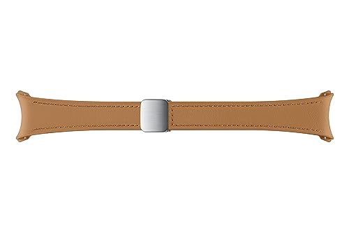 Image of SAMSUNG Galaxy Watch 6, 5, 4 Series Hybrid Eco Leather Band, Slim, D-Buckle Magnetic Closure for Men, Women, Smartwatch Replacement Strap, One Click Attachment, Small /Medium,ET-SHR93SDEGUJ, Camel
