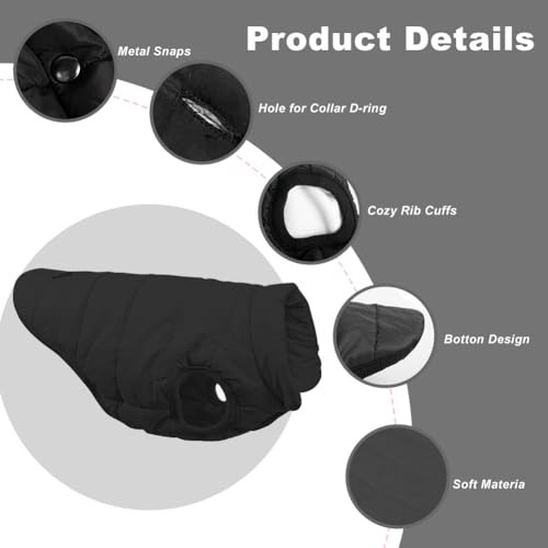 meioro Winter Hundemantel Warme Hundejacke, Kaltes Wetter Haustier Kleidung Winddichte Welpenmäntel, Hund Fleeceweste Weiches Sweatshirt für Kleine Mittlere Hundepullover Outfit (Schwarz,M)