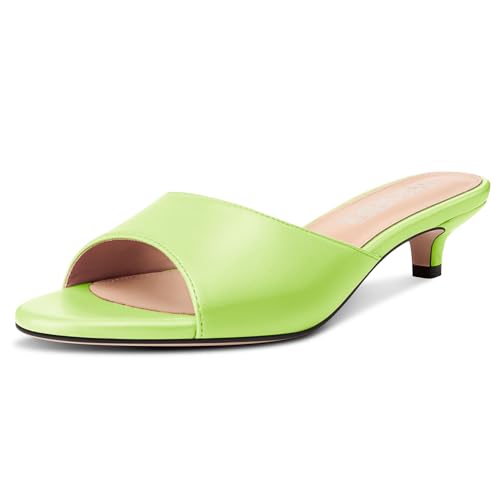 Image of TNYNFBEB Womens Low Kitten Heel Open Toe Sandals Mules Shoes Slingback Prom Party Dress Summer 1.4 Inches Heels