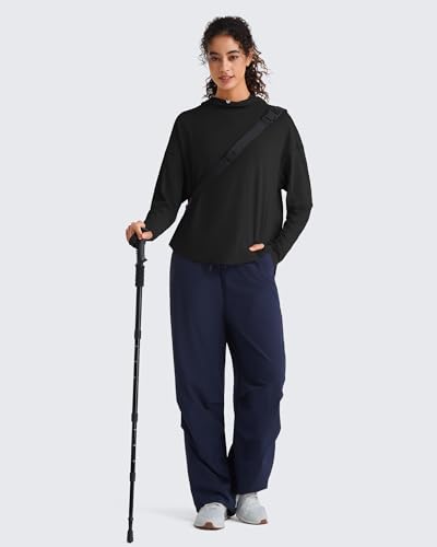 G4Free Sun Hoodie Women UPF 50+ UV Long Sleeve Shirts with Thumbholes Adjustable Drawcord Stretchy Hiking Outdoor Casual Tops(Black,L) — view 6