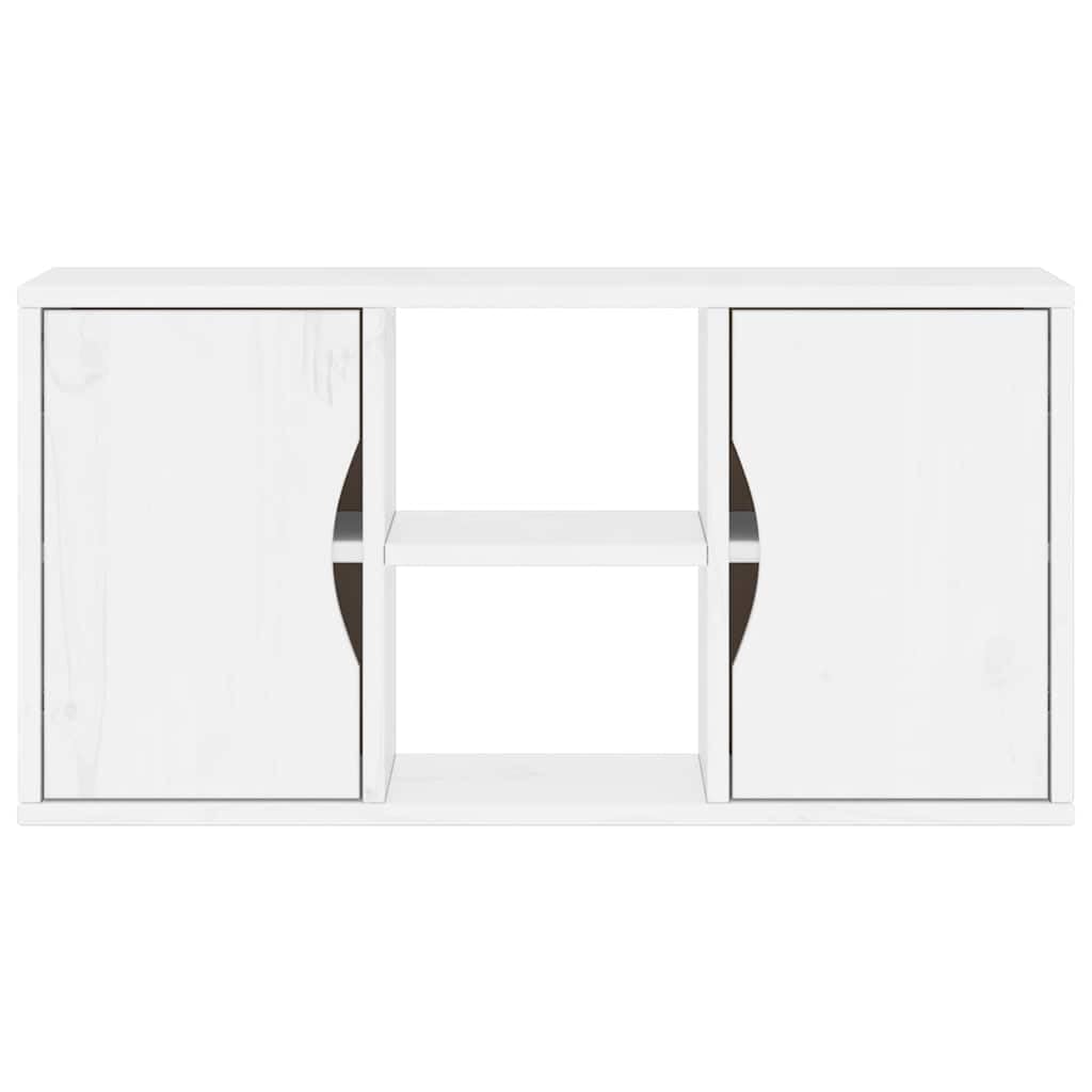 Szafka pod telewizor ODDA biała z litego drewna sosnowego, 79 x 24 x 40 cm, z miejscem do przechowywania, półką i szufladą do salonu, sypialni, nowoczesny Lowboard, kredens, komoda