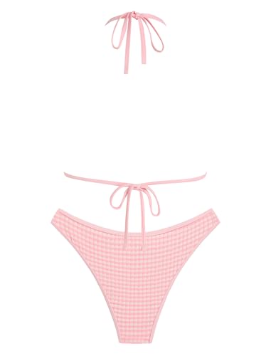 Image of ZAFUL Womens Halter Bikini Sets Triangle Bikinis High Cut Swimsuits 2 Piece Bathing Suits Sexy Swimwear