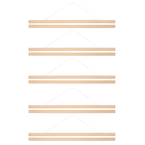 Sosoport Varillas de Madera Natural para Colgar Pósters y Cuadros 50 Cm 5 Piezas Soporte Artesanal para Carteles Decoración Artística en Pared Estudio y Hogar
