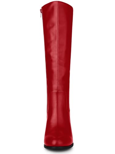 Allegra K Women's Round Toe Block Heeled Knee High Boots3
