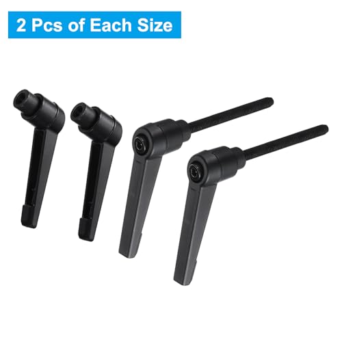 Image of uxcell 4pcs Clamping Lever Adjustable Handle Set Metric M5 x 50mm Male & M5 Female Thread Level Handles Hand Stud Knobs Quick Release Black for Lathe Machinery