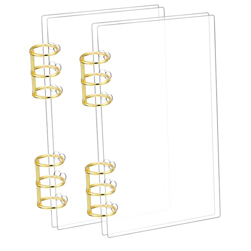 Classeur A6 transparent Fullhawl à 6 anneaux dorés pour organisation de bureau