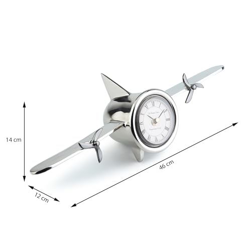Image of Decor de Maison Brings Handcrafted Jettison Table Clock for KidsRoom, Living Room, Bedroom, Study Table|Classic Non-Ticking Tabletop Battery Operated Analog Desk Clock in Silver (46x12x4cm)