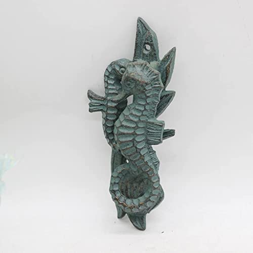 Aldrava de porta de decoração de cavalo-marinho, aldrava de ferro fundido para porta da frente, deco