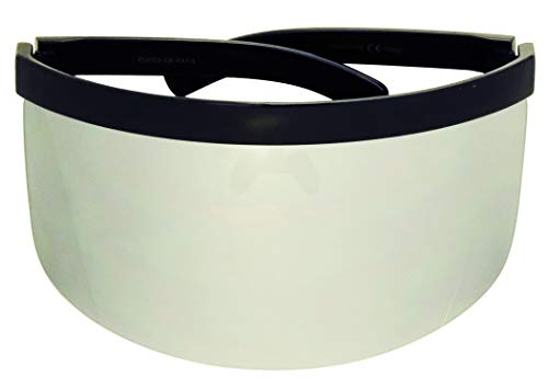 ShadyVEU Full Face Shield Visor Sport Mirror Wrap Around Galactic UV400 Shield Coverage Sunglasses (Black Frame/Silver Mirror Lens)3