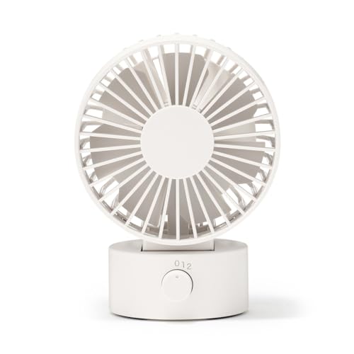 MUJI 無印良品 Ventilador de escritorio USB de bajo ruido, 2 ajustes de velocidad, ángulo ajustable, 4 x 3.1 x 5.4 pulgadas, disponible en rosa, blanco, negro (blanco)