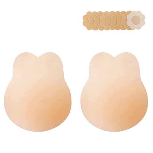 Mitaloo 2023 Newest Added Lift Ultra-Thin Strapless Sticky Petals Nipple Covers Adhesive Bras Backless Silicone Pasties Warm Nude #TOP23
