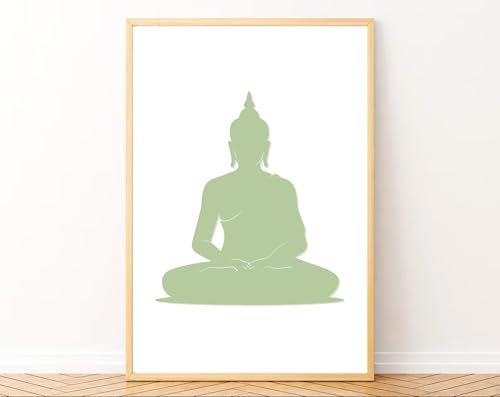 Image of Gamya Spiritual Big Aesthetic Framed Meditation Affirmation Motivational Posters For Living Room, Bedroom Office Wall Decor, Dopamine art /Girls Boys Gift Item (13x19 Inches) (Meditation Trio (B))