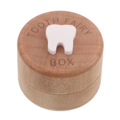 Balacoo Caja de Madera Beige para Dientes de Leche Diseño Adorable 3d Niñas, Ligera y Preserva Recuerdos, Adecuado para Cumpleaños y Navidad