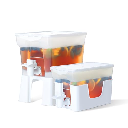Drink Dispenser for Fridge, 1.2 Gallon Beverage Dispenser with Stand, Juice Dispensers for Parties, Lemonade Dispenser Water Pitcher, Cold Brew Pitcher, Juice Container, (Stand Included), 2PCS -  EstZMB, BS24032002