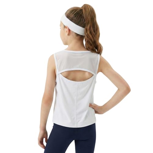 Image of WELAKEN Girls' Athletic Tank Top - Mesh Open Back Sleeveless Sports Shirt for Active Kids,Black,4T