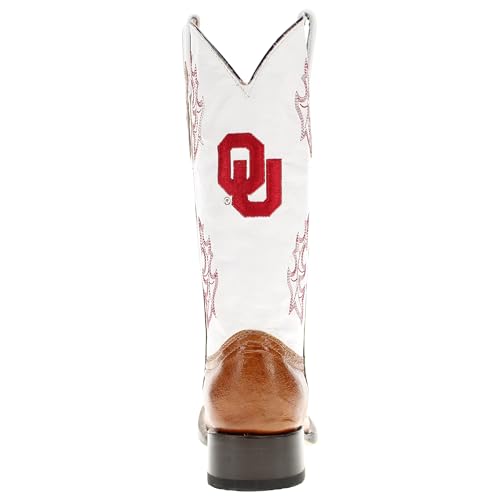 Image of Vaccari Men's Brooks Genuine Smooth Ostrich Leather NCAA Athletics Embroidery Western Cowboy Boots