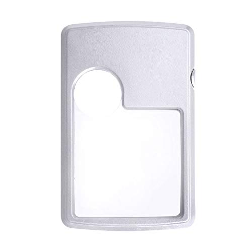 Square Card Type Led Magnifier Double Acrylic Lens Business Card Magnifier Illuminating Handheld Magnifying Glass Reading Lamp Magnifier Low Vision Assistance For Macular Degeneration Old People Gift #TOP24
