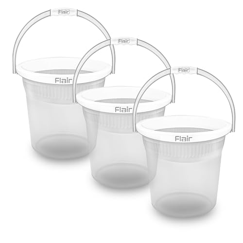 Image of FLAIR Estella Crystal 24 LTR Clear Set of 3 I Plastic Bathroom Bucket | Strong and Durable Water Storage Bucket | Sturdy and Easy Grip Handle | Ideal for Bathing and Everyday Use
