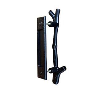 Large Tree Branch Barn Door Handle and Flush Pull Set Matte Bronze