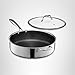HexClad Hybrid Nonstick 5.5-Quart Deep Sauté Pan with Tempered Glass Lid, Stay-Cool Handle, Dishwasher-Friendly, Oven-Safe Up to 900°F, Induction Ready, Compatible with All Cooktops