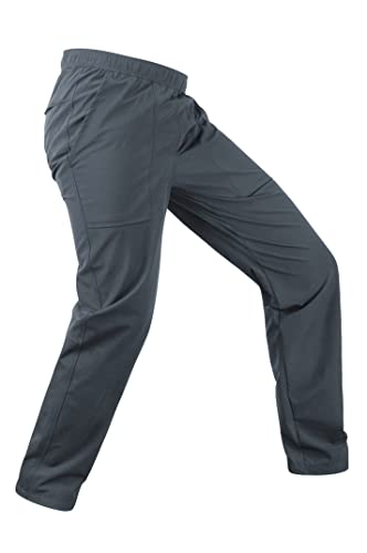 Le Vonfort Men's Stretch Hiking Pants Lightweight Quick Dry Running Athletic Active Jogger Pants Grey Large #TOP4