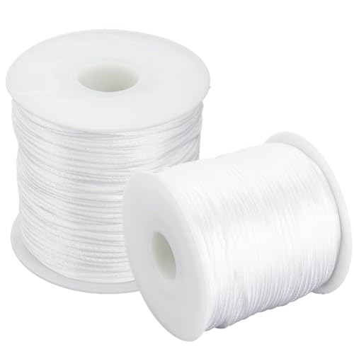 SOFPLATE 175 Yards/160m 1mm White Nylon Cord Satin Thread Cord Bulk Beading String Findings for jewellery Making Thread Supplies DIY Chinese Knot Bracelet Necklace Macrame Craft Wind Chime Dream Catch