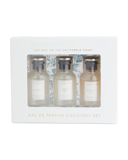 Sand and Fog Eau De Perfum Oil Set, 3 Piece Collection, Innocence, Vanilla Musk, Marshmallow Skies, 0.25 Oz Bottles